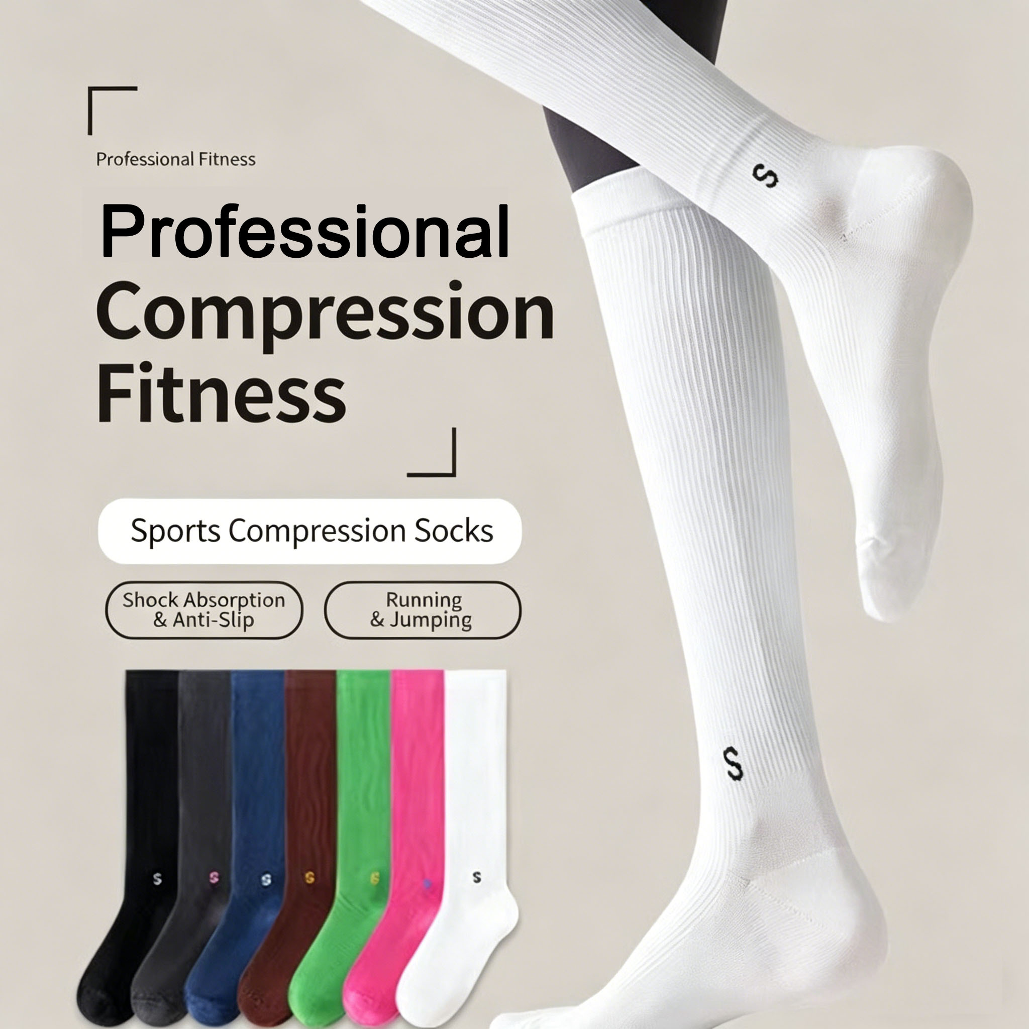 Compression Calf Sleeve - جوارب ضاغطة رياضية احترافية للنساء، جوارب